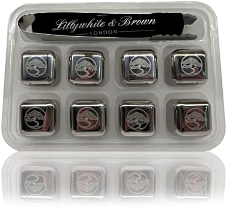 Luxury Whisky Stones Gift Set by Lillywhite & Brown | 8 Premium Stainless Steel Ice Cubes | Reusable Cooling Rocks for Chilling Whiskey | Gift for Men