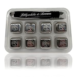 Luxury Whisky Stones Gift Set by Lillywhite & Brown | 8 Premium Stainless Steel Ice Cubes | Reusable Cooling Rocks for…