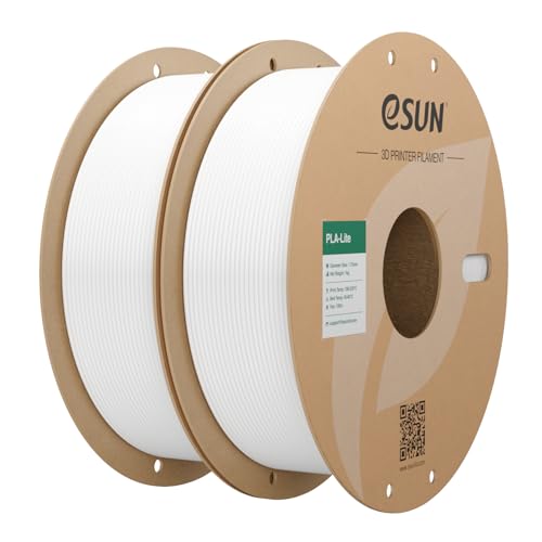 eSUN Cold White PLA Filament 1.75mm, 3D Printing PLA Lite Filament 1.75mm Dimensional Accuracy +/- 0.03mm, 2KG 3D Printer Filament, 1kg per Spool, Cold White 2Pack