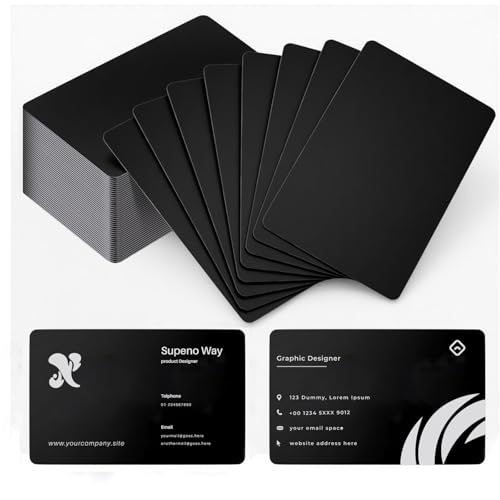0.8mm Blanks Metal Business Card for Laser Engraving, Premium Aluminum Sheet Multipurpose DIY Gift Metal Cards Black 86 X 54 mm, 26pcs (26)