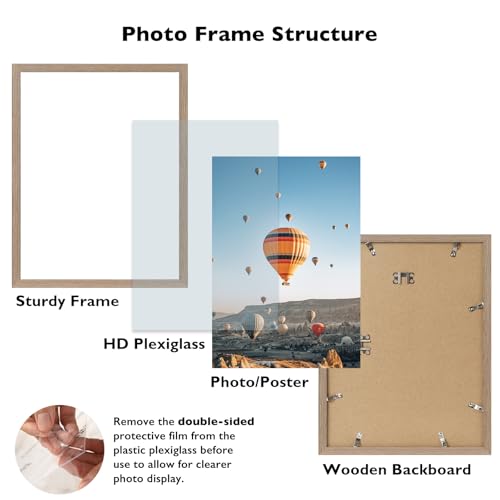 Image of JCJMY 19x27 Picture Frame Rustic Brown for Poster Photo Picture, Horizontal and Vertical Formats for Wall Hanging, 19 x 27 Wall Gallery Poster Photo Frame for 19 by 27 Photos Posters, Rustic Brown