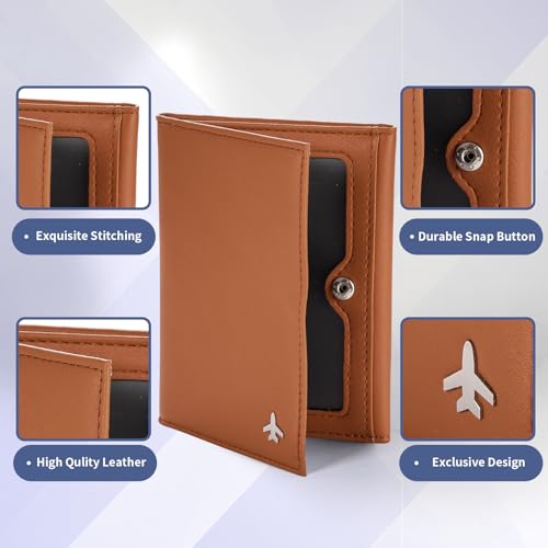Pilot Wallet Passport Holder for Travel - RFID Blocking Genuine Leather Travel Document Holder with Gift Box Passport Wallet for Pilots Men and Women3