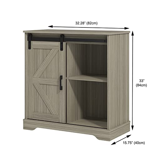 Panana Sliding Barn Door Buffet Sideboard Storage Cabinet Coffee Bar Kitchen Farmhouse Style (Oak) #TOP2