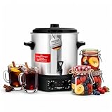 Stagecaptain GWK-27A Glühweinkocher - Einkochautomat mit 27 Liter - 2000 Watt - Gebürsteter Edelstahl - Einfache Bedienung (Temperatur und Zeitschaltuhr) - Abschaltautomatik - Silber