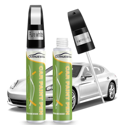 Carhuewell White Touch Up Paint, Car Scratch Repair Pen Quick and Easy Fix Auto Paint Chips Repairt(Pure White Varnish)