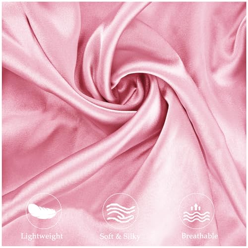 Image of Satin Pillowcase for Cervical Pillow, Ergonomic Case, Smooth & Silky Soft Sleeping Pillowcase, Pink Pillow Cover with Zipper