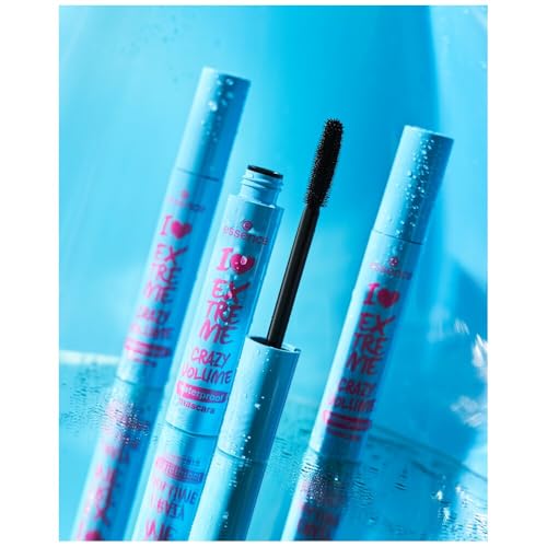 Image of Essence I LOVE EXTREME CRAZY VOLUME waterproof mascara, waterproof mascara, black, volume, flexible elastomer brush, 12 ml (Pack of 2)