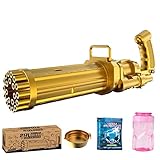 Upgraded Bubble Machine Gun, 21-Hole Large Transparent Gatling Bubble Gun with Lights Electric Gatling Bubble Machine for Outdoor Activity Carnival Party Wedding