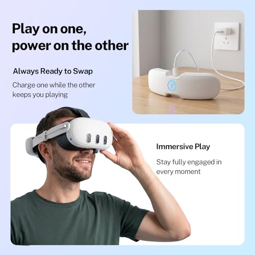 Image of YOGES 20000mAh Dual Battery Head Strap Compatible with Meta Quest 3S & Quest 3, Detachable Magnetic Battery, Rechargeable Headstrap to Extend Playtime for VR Headset Compatible with Meta Quest 3S