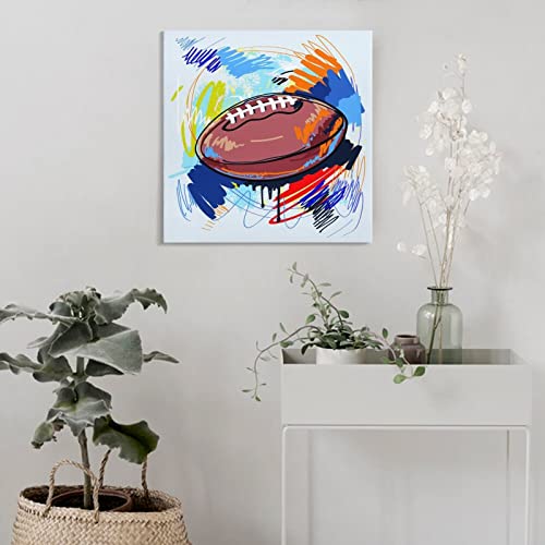 Wall Art Decor Watercolor Rugby Poster Sports Themed Poster Wall Art Paintings Canvas Wall Decor Home Decor Living Room Decor Aesthetic 28X28Inch(70X70Cm) Frame-Style #TOP3