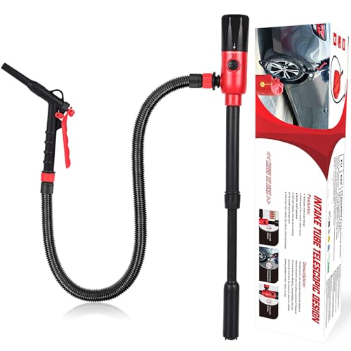 Elektrische Kraftstoffpumpe, innhom 3.2 GPM (12 L/min) Batteriebetriebene Flüssigkeitstransferpumpe Benzinpumpe für Benzin & Diesel, Tragbare Pumpe mit Schlauch & Durchflussregelung (Schwarz)