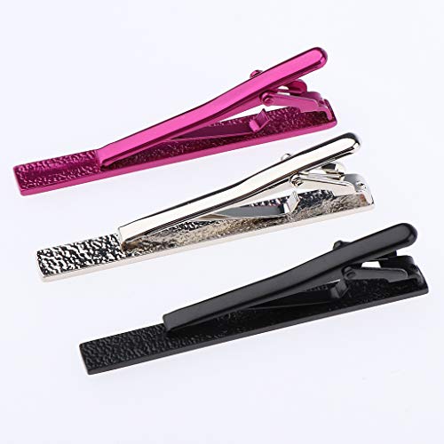 Esquirla Gravata masculina de metal com fecho inteligente, clipe de casamento, aço inoxidável, 3 peç