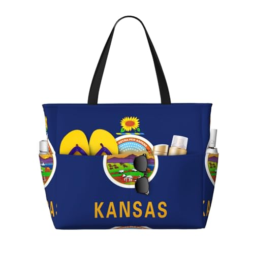 Sac fourre-tout imprimé Kansas pour femme, grand sac à bandoulière noir de shopping