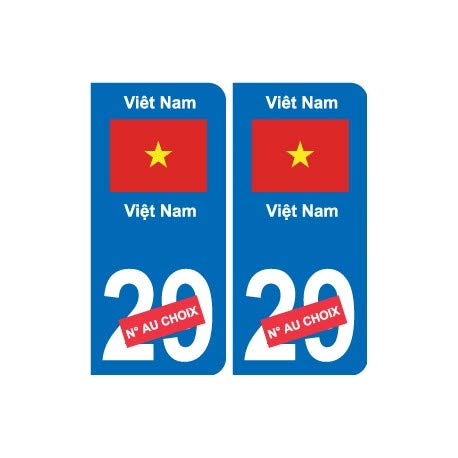 Autocollant Viêt Nam Vietnam sticker numéro département au choix plaque immatriculation auto - Angles : arrondis