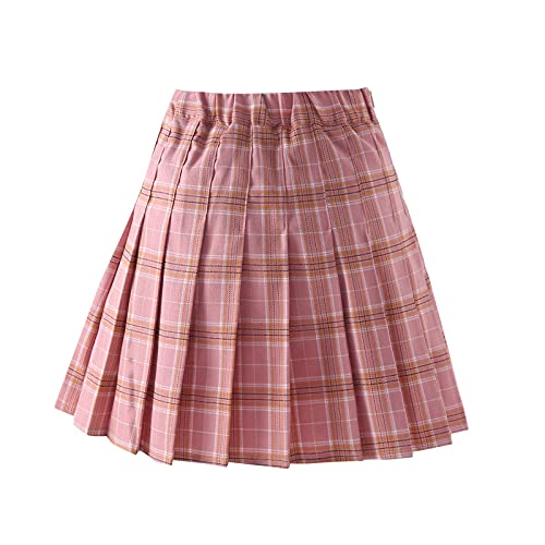 Minissaia plissada xadrez feminina e feminina, saia escolar, roupa combinando para mãe e filha, Rosa