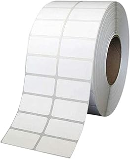 True-Ally 50x25 Direct Thermal Barcode Label Sticker - 2 x 1 inch - 50mm x 25mm - 2 Ups - 2000 Labels Per Roll - White Self Adhesive Sticker for Printing Barcoding (1 Roll Per Pack (2000 Labels))