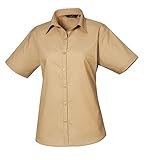 Premier Damen-Bluse / Arbeitshemd, kurzärmelig, Popeline, grün