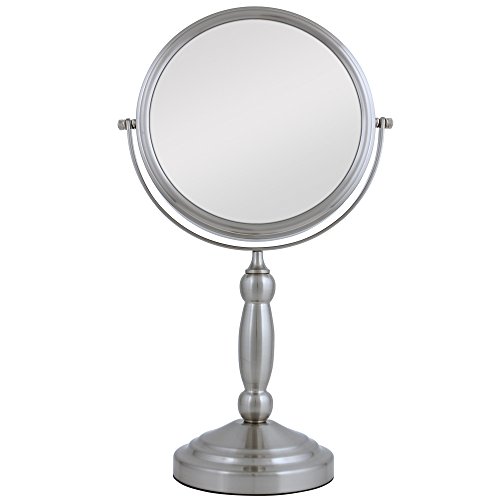 Zadro Two-Sided Vanity Swivel Mirror, Satin Nickel, 1X and 10X