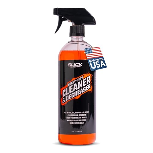 Slick Products Heavy-Duty Cleaner & Degreaser â€“ Professional Strength Citrus Formula for Tires, Wheels, Engines, Chains & Tough Grime â€“ Ready to Use or Dilute, 32 oz