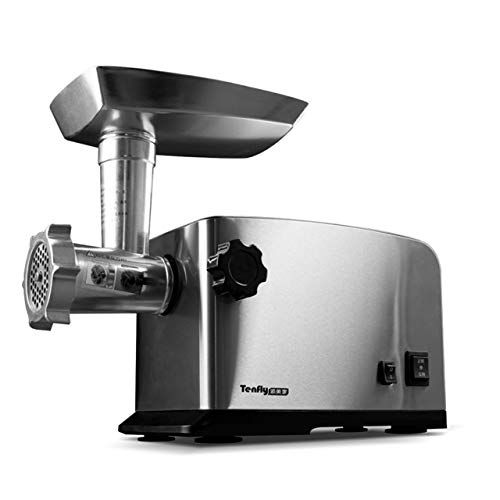 Elektrischer Fleischwolf mit 800 Watt, Fleischwolf aus Edelstahl und Wurstfüllmaschine, 3 verschiedene Schneidplatten…