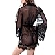 VicSec Sexy Damenkleid Spitze Bademantel Kimono Babydoll Elegante Dessous Langarm Bademäntel Kurz Nachthemd Transparent Bikini Cover Ups Pyjama Mesh Set Schwarz,S-XXL (3PCS), Schwarz , S-XXL
