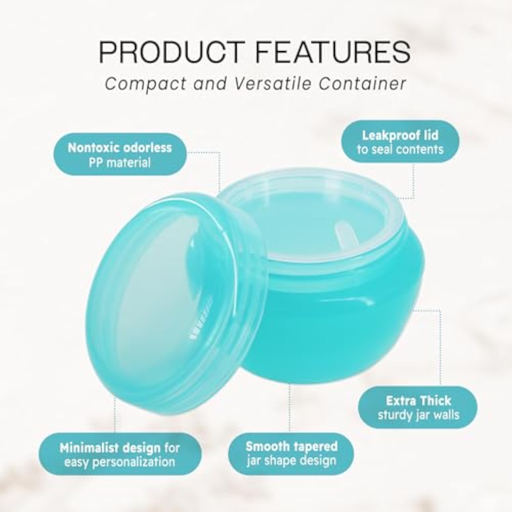 12 Pieces 30G Teal Frosted Container Jars with Inner Liner