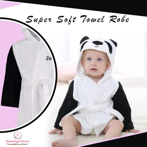 Personalized Baby Bath Robe - Plush Animal Hooded Kids Bathrobe With Custom Embroidered Name - Kids Robes For Girls & Boys - Panda Bear - Large #TOP3
