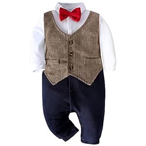 mintgreen Vetement Gentleman Nouveau né, Barboteuse Bapteme Bebe Garcon Combinaison Body