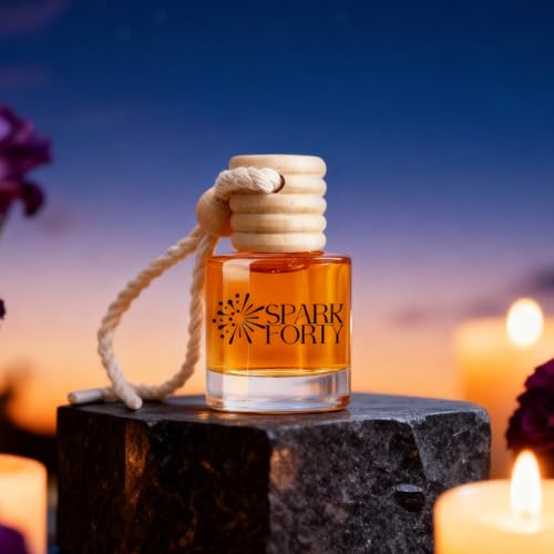 Image of Night Car Air Freshener Hanging | Car Perfume, 0.27 fl oz (8 ml) | 30-Day Luxury Glass Diffuser | Creamy Florals, Soft Woods & Subtle Spice | Long-Lasting Woody Sweet Scent