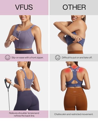 High Impact Sports Bra Zipper Front Adjustable Large Bust No Bounce Wireless Workout for Women Fitness Running4