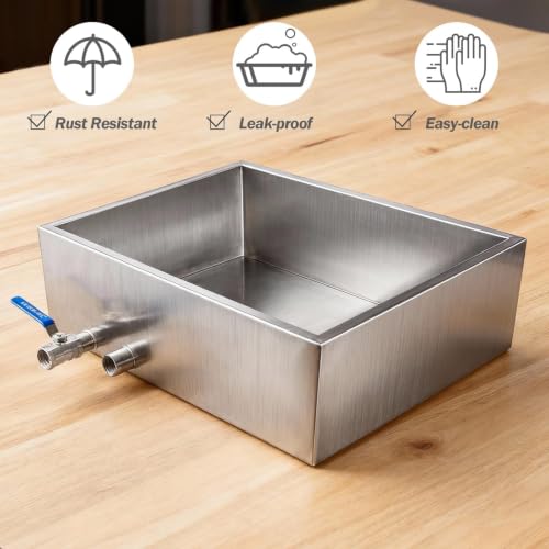 Image of Marada Maple Syrup Evaporator Pan with Dual Interface Steam Table Pan,304 Stainless Jam Food Chafing for Home, Outdoor, Cooking (24 inchL x 24 inchW x 6 inchH)
