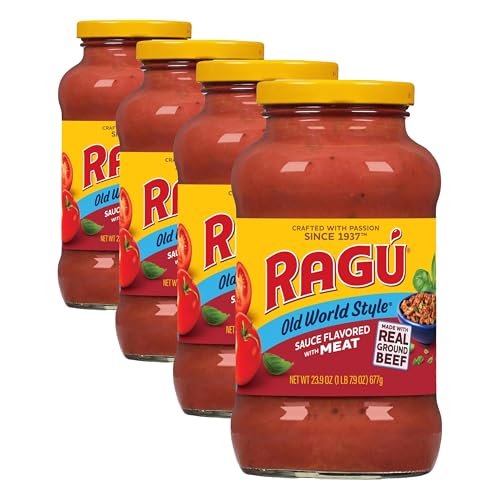 Image of Ragu Old World Style Sauce Flavored with Meat, Made with Olive Oil, Perfect for Italian Style Meals at Home, 24 OZ (Pack of 4)