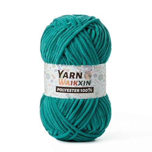 Image of Soft Chenille Yarn for Crocheting, Fluffy Chunky Crochet Yarn for Baby Blanket, (1.76oz /65.6yds) Fuzzy Velvet Yarn for Amigurumi&DIY Puzzle、Crafts、Scarf(Deep Sea Green)