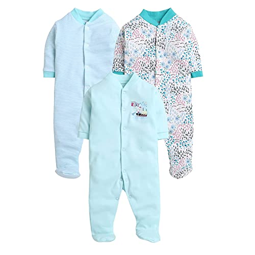 Image of DADDY - G 100% Cotton Baby Rompers Pack of 3 | Newborn Baby Sleepsuit | Full Sleeve Jumpsuit | Baby Night Suit | Infant Bodysuit for Boys & Girls | Soft Breathable Clothing