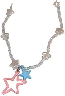 Colar com pingente de estrela de dopamina com pingente de estrela gargantilha moda pescoço joias de estrela oca com contas gargantilha presente para mulheres adolescentes moda contas colar