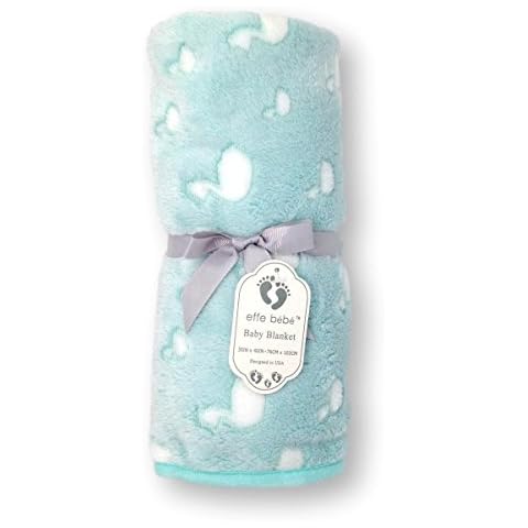 effe bebe Ducky Coral Fleece Baby Stroller Blanket 30"x40" French Green Cover