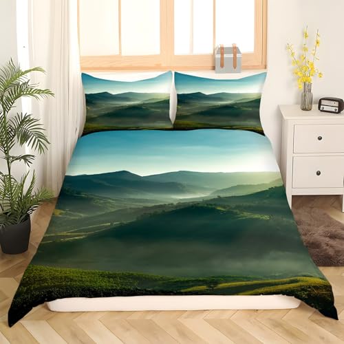 Housse de couette 240 x 260 cm verte zippée facile à repasser