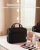 BAGLHER Kosmetiktasche Damen Transparent mit 360° Haken - wasserdichte Reise Waschtasche Faltbare Toilettentasche Organizer für Makeup & Toilettenartikel, Kulturtasche,Groß, Schwarz – Ansicht 7