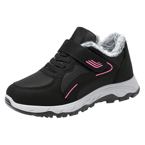 Generisch Zapatos de invierno para mujer, forrados negros, resistentes al agua, cálidos, para interiores, unisex, para exteriores, con plataforma, cómodos, informales, zapatillas de tenis de felpa