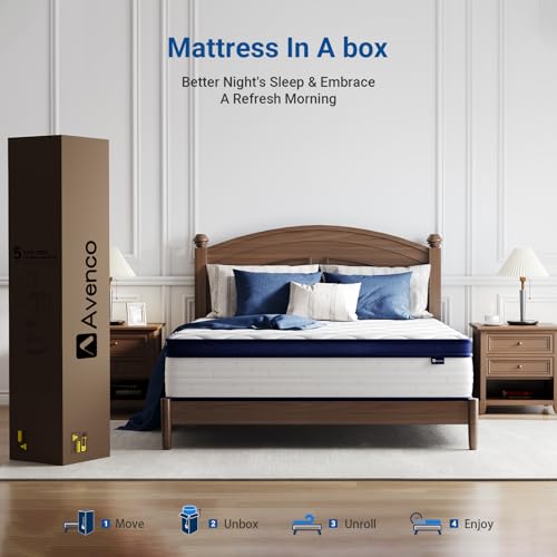 Image of Avenco Full Mattress, 10 Inch Hybrid Full Size Mattresses in a Box, Colchones Full Size with Comfort Foam and Pocket Coils for Pressure Relief Motion Isolation