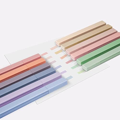 Hmeuest 12 pastelowych zakreślaczy, łagodne różne kolory, estetyczne urocze zakreślacze z końcówką dłutą, bez przebarwień, do Biblii, notatek, przyborów szkolnych