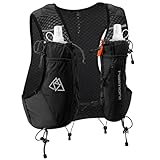 Haimont 10L Running Vest with 2 Soft Flasks for Men, Light Hydration Pack with Multiple Pockets for Trail Running, Technical Terrain, M, Black