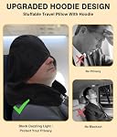 Stuffable Travel Neck Pillow with Hood, Soft Velvet Pillow Stuffable with Clothes, Adjustable Neck Size, Multifunctional Fillable Airplane Travel Neck Pillow for Extra Luggage