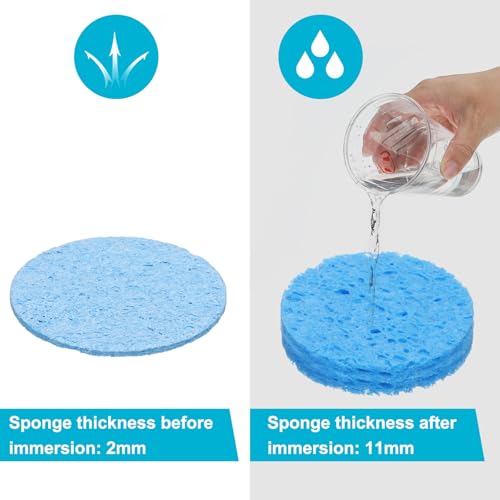 Image of uxcell Soldering Sponge 1.97 inch x 1.97 inch Round Sponge Replacement Welding Soldering Iron Tip Cleaning Pads Soldering Iron Special High Temperature Sponge Blue 20pcs