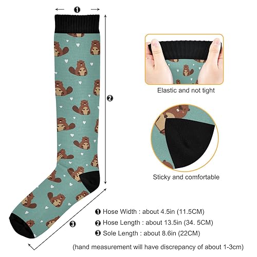Wusikd Cute Beaver Compression Socks for Women and Men Circulation Heart Long Socks for Athletic Running 13