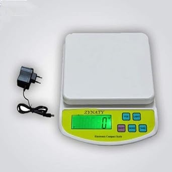 ZYNATY Digital Electronic 10 Kg Weight Scale Machine LCD Kitchen Weight Scale for Measuring Fruits, Spice, Food, Vegetable,White(WITH ADAPTOR)RTB