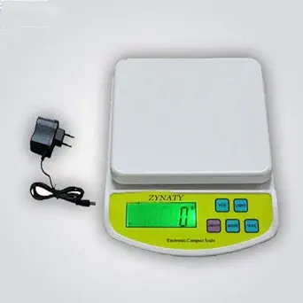 ZYNATY Digital Electronic 10 Kg Weight Scale Machine LCD Kitchen Weight Scale for Measuring Fruits, Spice, Food, Vegetable,White(WITH ADAPTOR)RTB