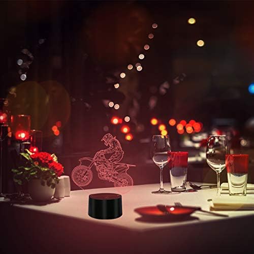Coolzon 3D Optical Illusion Lamp LED Night Light, Motocross Bedside Lamp Kids Lamp for Sleeping Decoration Nightlight 7 Colour Changing Motocross Bike Lamp Toy with 1.5M USB Cable