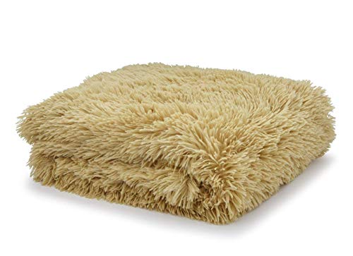Catherine Lansfield Cuddly Deep Pile Faux Fur 45x45cm Cushion Cover Ochre