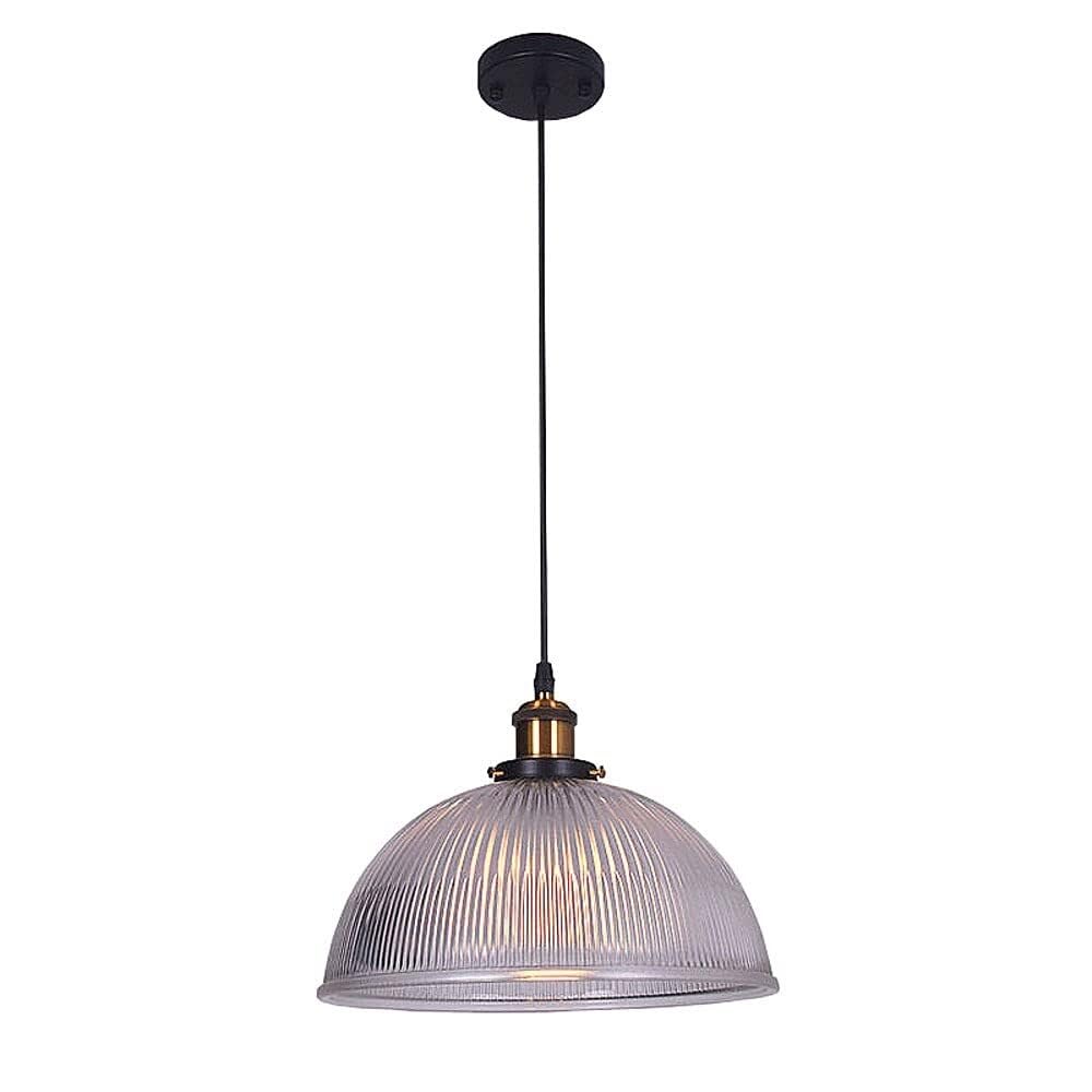 Suspension lampe à tête unique en verre transparent rayé de qualité supérieure